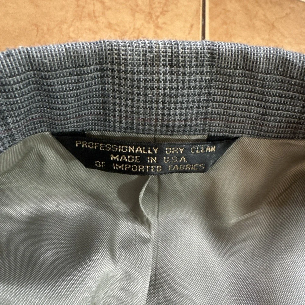 Vintage Lacrosse 2 Piece Suit Mens Sz 42L Pants 36 x 30 Gray Glen Plaid USA Made